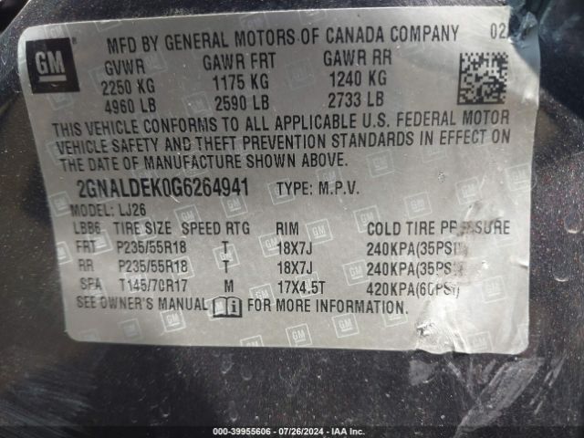 2GNALDEK0G6264941 Chevrolet Equinox Ltz