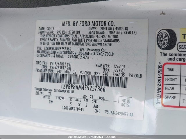 Ford Mustang V6 2014 1ZVBP8AM4E5257366 Image 9