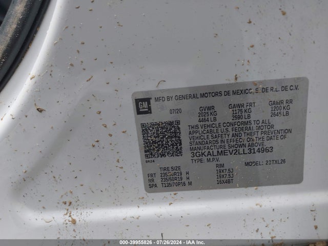 3GKALMEV2LL314963 GMC Terrain Fwd Sle