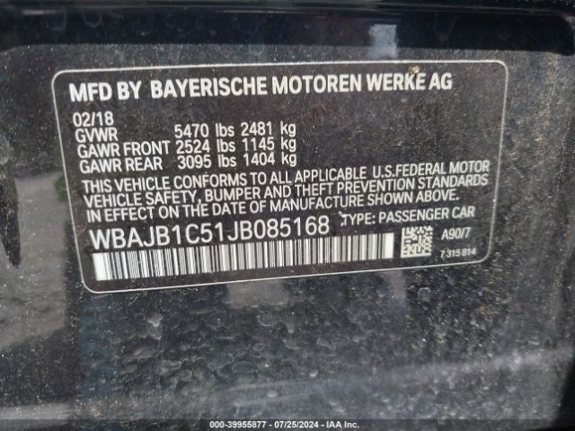 WBAJB1C51JB085168 BMW 530e Xdrive Iperformance