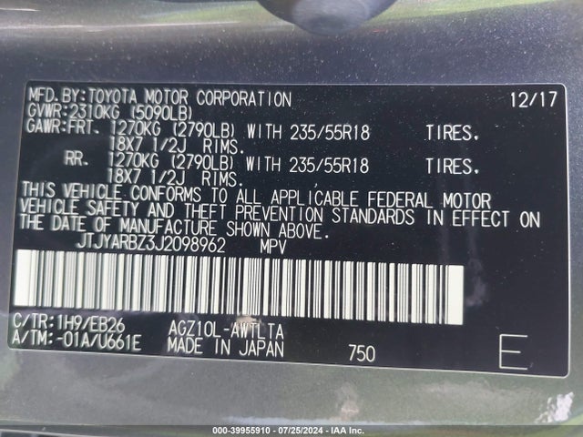 JTJYARBZ3J2098962 Lexus Nx 300 F Sport