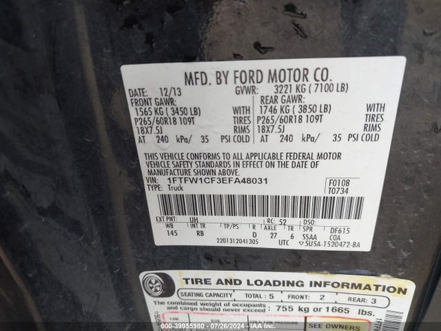 Ford F-150 FX2 2014 1FTFW1CF3EFA48031 Image 9