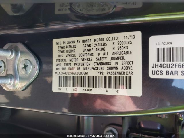 JH4CU2F66EC003661 Acura Tsx 2.4