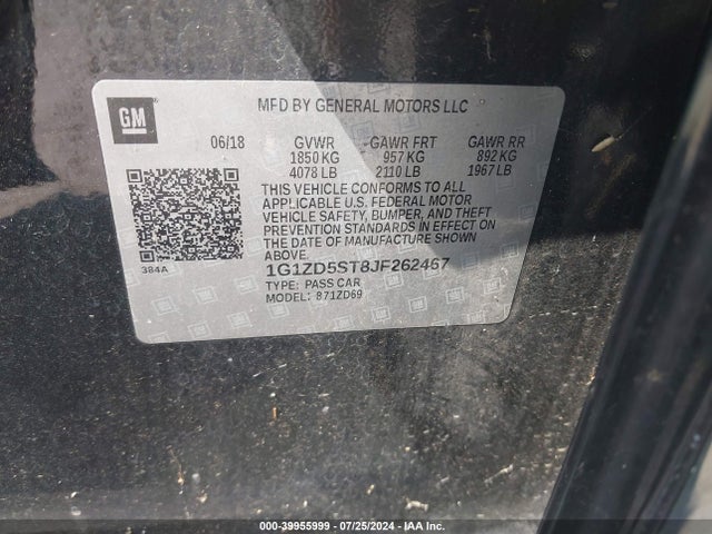 1G1ZD5ST8JF262467 Chevrolet MALIBU LT