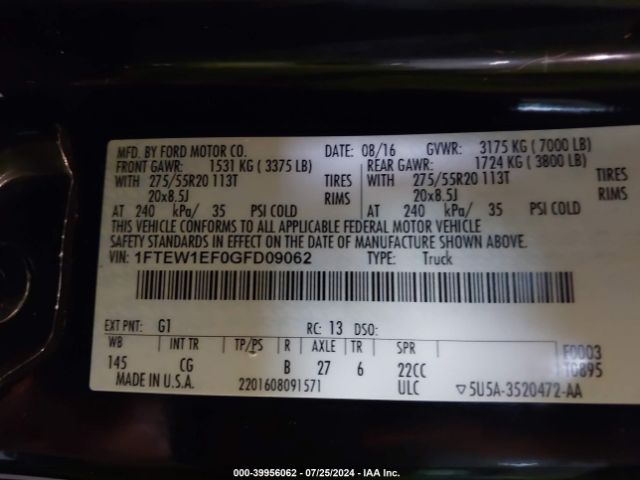 1FTEW1EF0GFD09062 Ford F-150 Xl