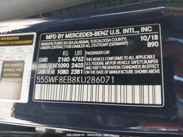 55SWF8EB8KU286071 Mercedes-Benz C 300 4matic