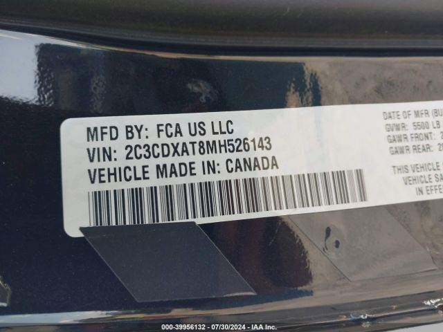 2C3CDXAT8MH526143 Dodge Charger Police Rwd