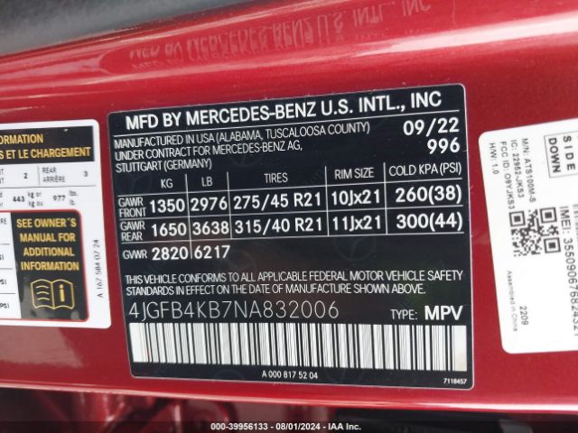 4JGFB4KB7NA832006 Mercedes-Benz Gle 350 4matic