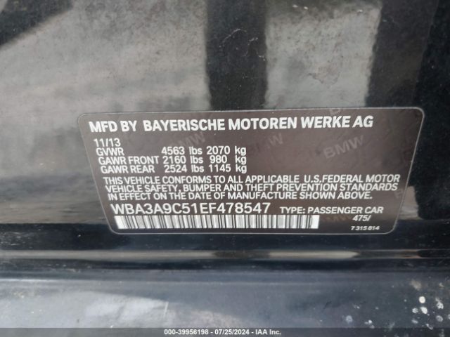 WBA3A9C51EF478547 BMW 335i