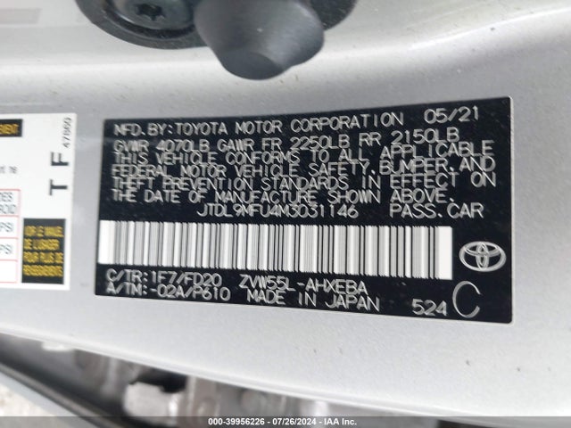 Toyota Prius Le Awd-e 2021 JTDL9MFU4M3031146 Image 9