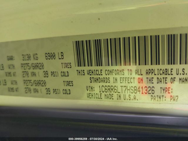 1C6RR6LT7HS841326 RAM 1500 Big Horn  4x2 5'7 Box