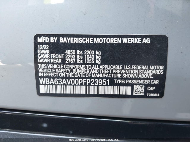 WBA63AV00PFP23951 BMW 430i Gran Coupe