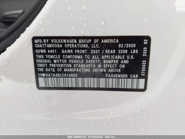 1VWSA7A35LC014550 Volkswagen Passat 2.0t Se