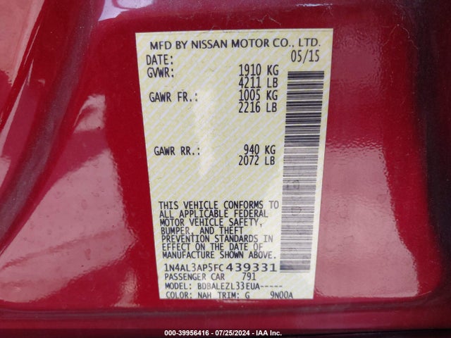 Nissan Altima 2015 1N4AL3AP5FC439331 Image 21