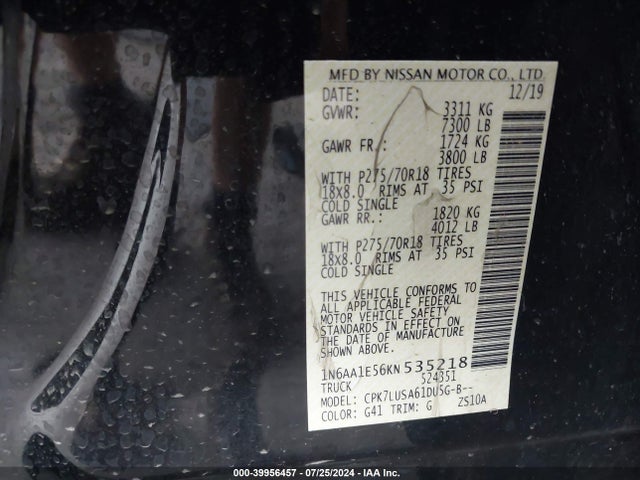 Nissan Titan Pro-4x 2019 1N6AA1E56KN535218 Image 9