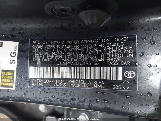 Toyota COROLLA LE 2022 JTDEPMAE5NJ193136 Image 9