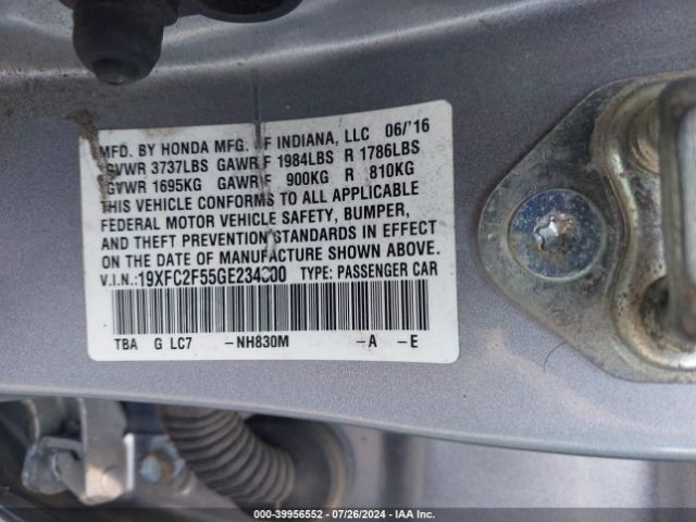 19XFC2F55GE234300 Honda Civic Lx