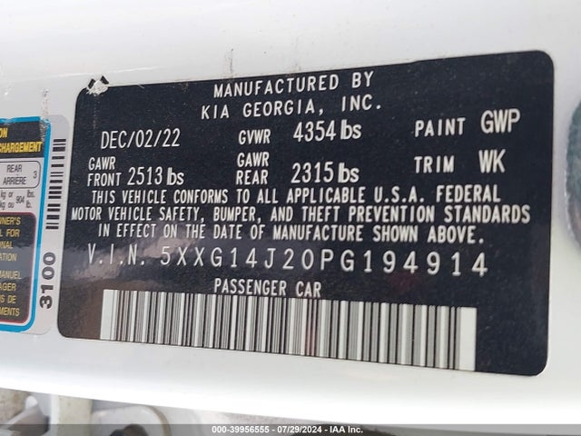 KIA K5 LXS 2023 5XXG14J20PG194914 Image 9