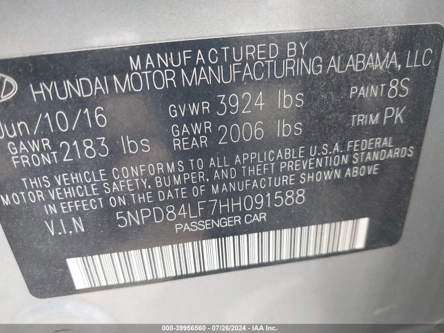 Hyundai ELANTRA SE 2017 5NPD84LF7HH091588 Image 9