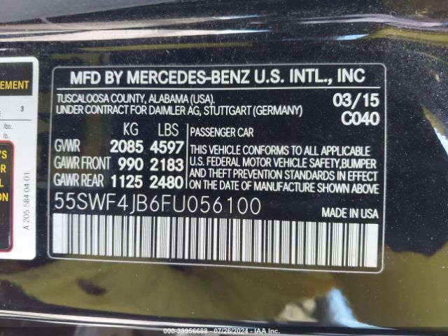 55SWF4JB6FU056100 Mercedes-Benz C 300 Luxury/sport