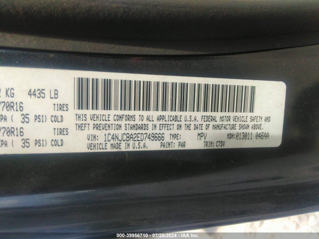 1C4NJCBA2ED749666 Jeep Compass Sport