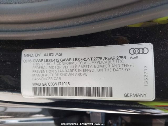 WAUFGAFC3GN171915 Audi A6 3.0t Premium Plus