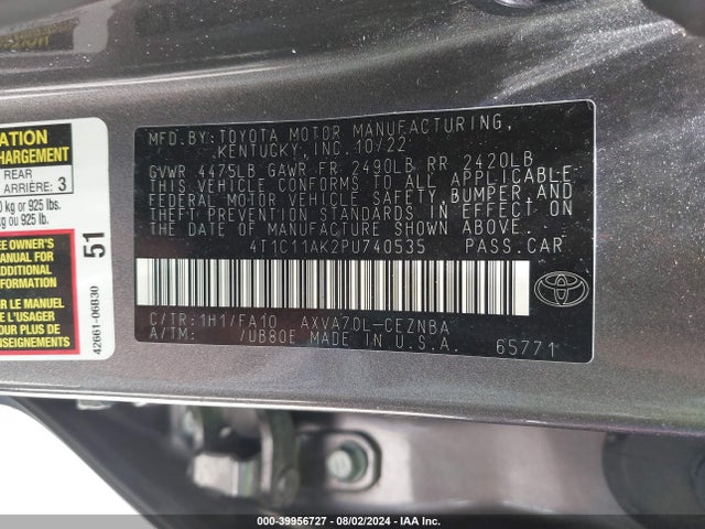 Toyota CAMRY LE 2023 4T1C11AK2PU740535 Image 9