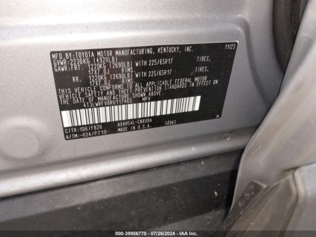 4T3LWRFV8RU117465 Toyota Rav4 Hybrid Le