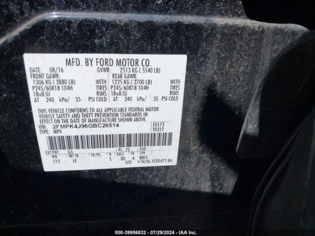 2FMPK4J96GBC26514 Ford EDGE SEL