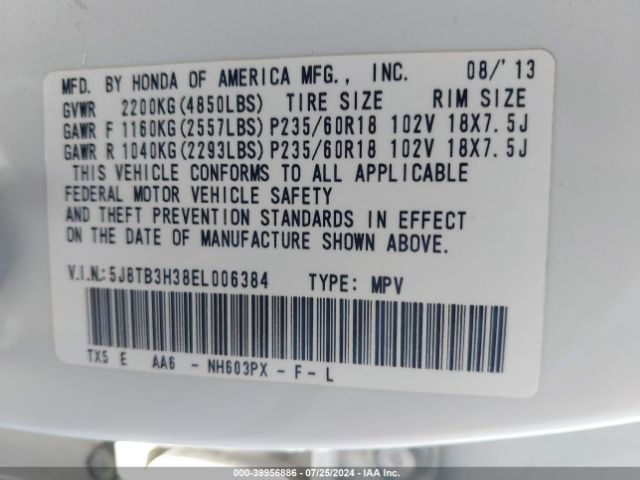 5J8TB3H38EL006384 Acura RDX