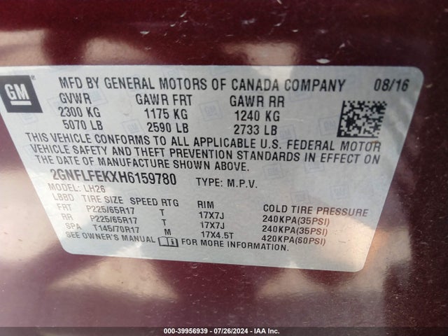 Chevrolet EQUINOX LT 2017 2GNFLFEKXH6159780 Image 9