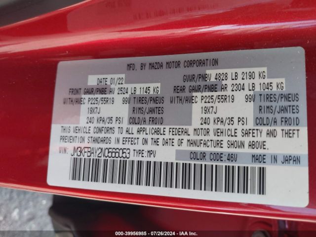 JM3KFBAY2N0566053 Mazda Cx-5 2.5 Turbo