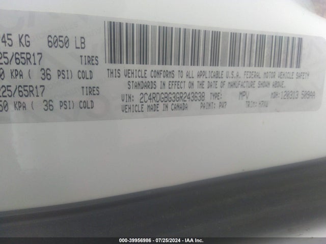 Dodge Grand Caravan Se 2016 2C4RDGBG3GR243638 Image 9