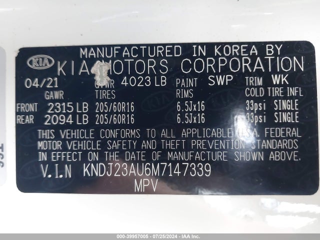 KIA SOUL LX 2021 KNDJ23AU6M7147339 Image 9