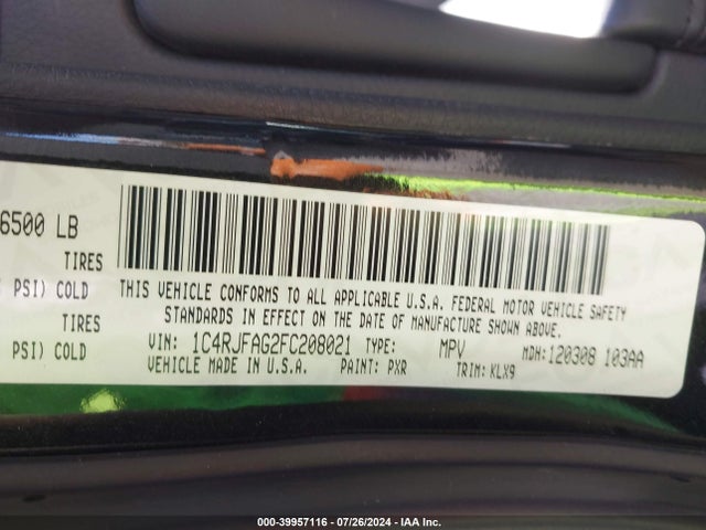 1C4RJFAG2FC208021 Jeep Grand Cherokee Altitude