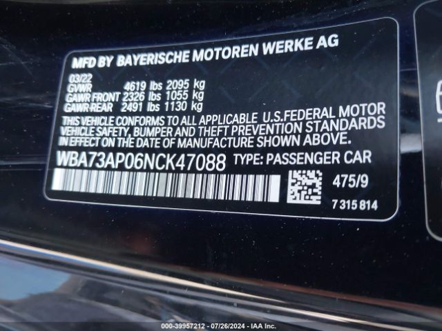 WBA73AP06NCK47088 BMW 430i Xdrive