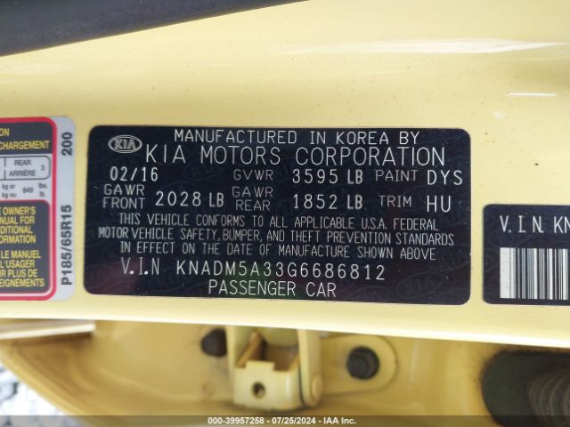 KNADM5A33G6686812 KIA RIO LX