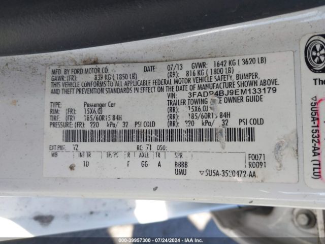 3FADP4BJ9EM133179 Ford FIESTA SE