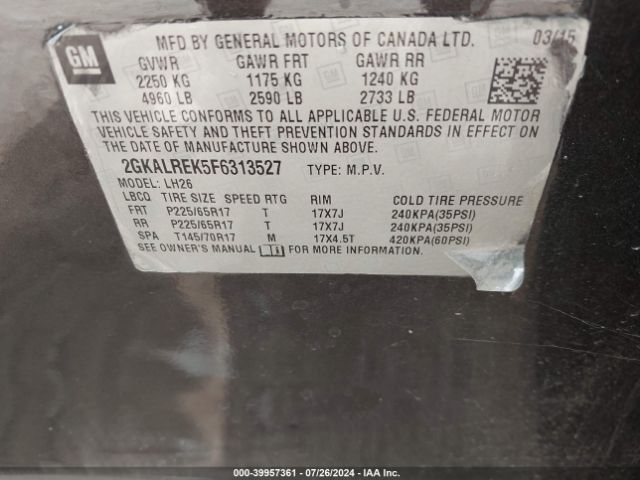 2GKALREK5F6313527 GMC Terrain Sle-2