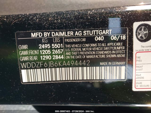 WDDZF6JB6KA494442 Mercedes-Benz E 450 4matic