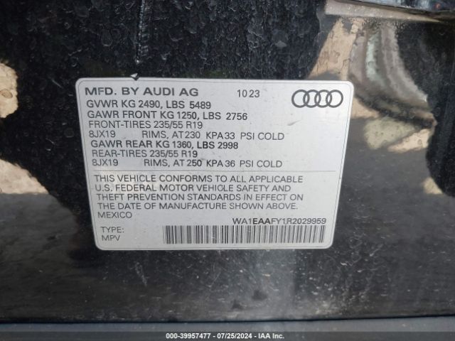 WA1EAAFY1R2029959 Audi Q5 Premium Plus 45 Tfsi S Line Quattro