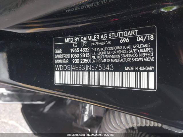WDDSJ4EB3JN675343 Mercedes-Benz CLA 250