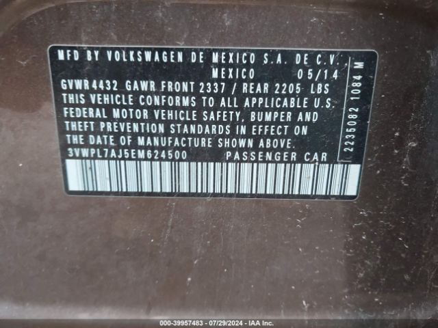 3VWPL7AJ5EM624500 Volkswagen Jetta Sportwagen 2.0l Tdi