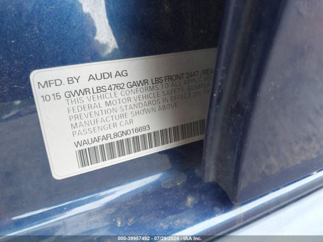 WAUAFAFL8GN016693 Audi A4 2.0t Premium