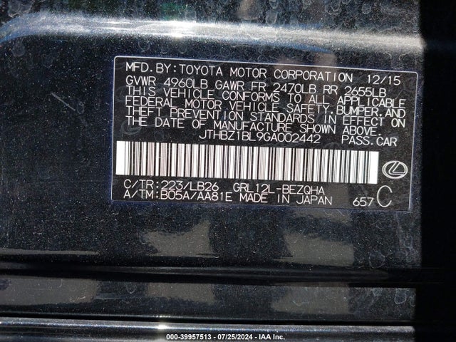 JTHBZ1BL9GA002442 Lexus Gs 350 F Sport