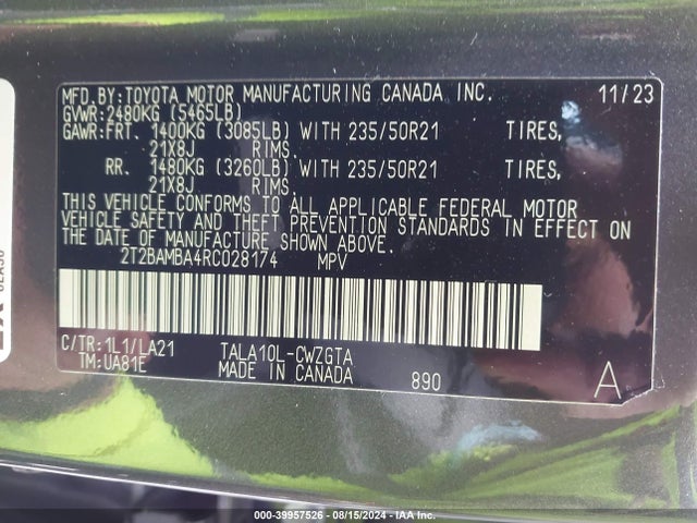 2T2BAMBA4RC028174 Lexus Rx 350 Luxury