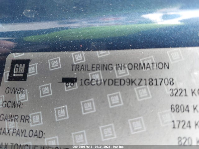 Chevrolet Silverado 1500 Lt 2019 1GCUYDED9KZ181708 Image 9