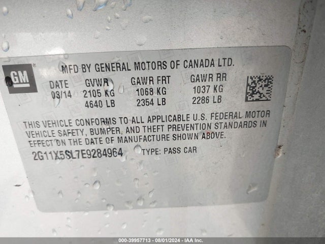 Chevrolet Impala 1fl 2014 2G11X5SL7E9284964 Image 9