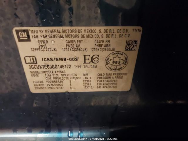 3GCUKTEC9GG145172 Chevrolet Silverado 1500 High Country