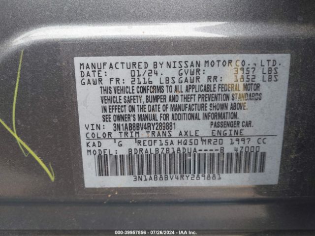 3N1AB8BV4RY289881 Nissan Sentra S Xtronic Cvt